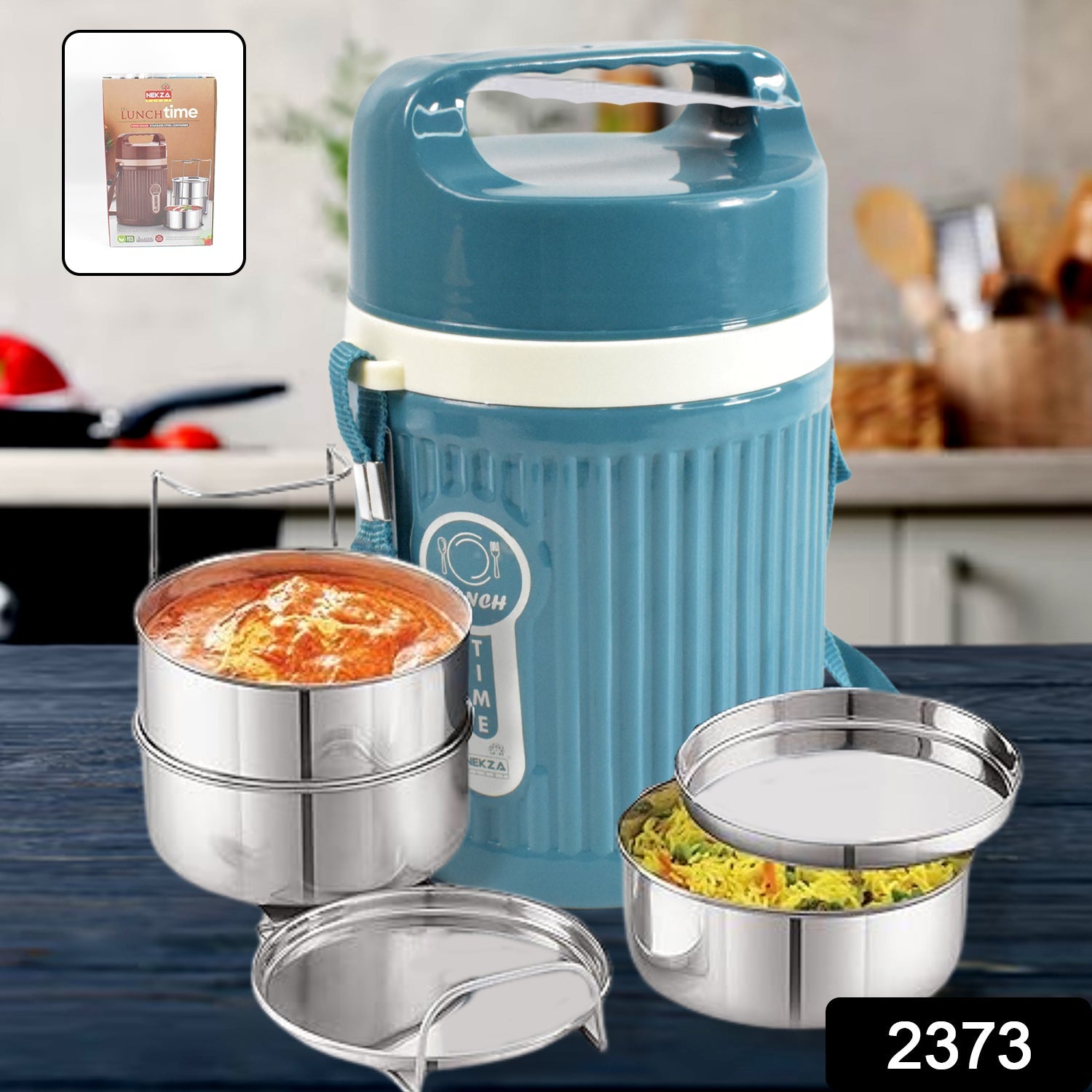 Stackable Insulated Tiffin with Handle (1 Pc): Leakproof, Hot Food Container Stackable Insulated Tiffin with Handle (1 Pc): Leakproof, Hot Food Container